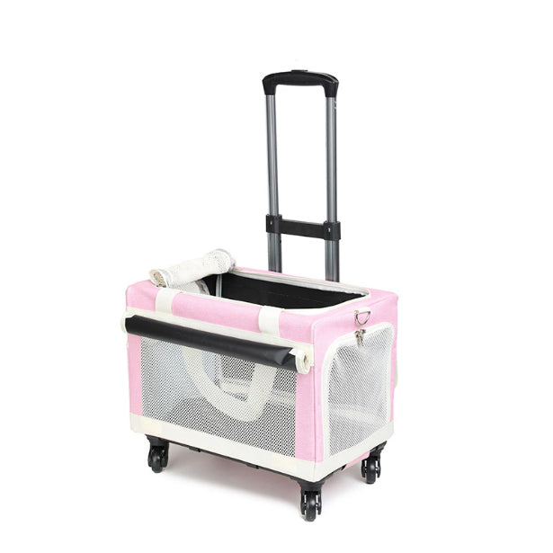 Multi Pet Carrier Double Decker 4 roues Chariot pour chats et petits chiens Détachable Carrier