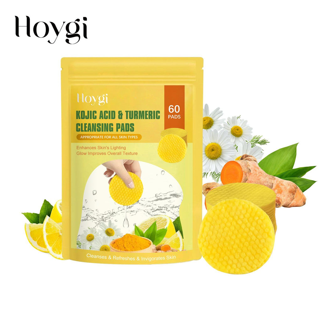 HOYGI Plaquettes de nettoyage du visage en curcuma et en acide Kojic