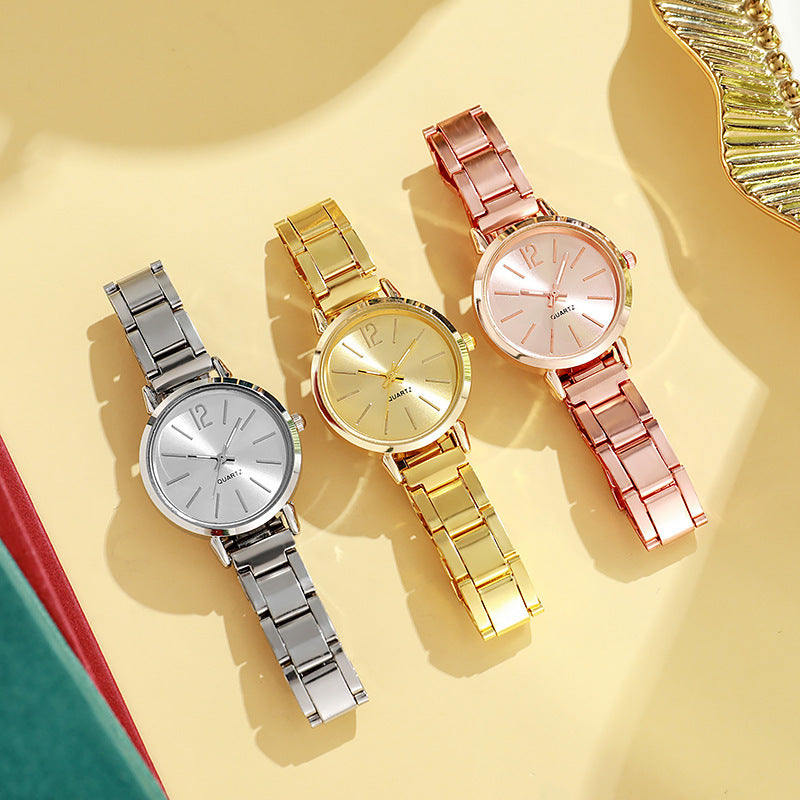 Montre Quartz en acier plaqué or pour femmes