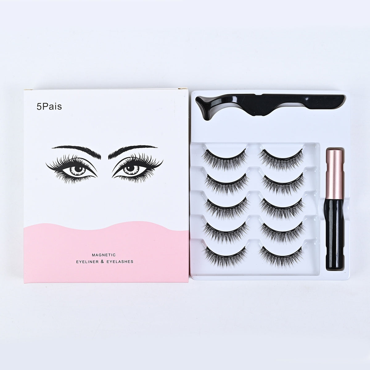Personnalisé trois paires de cils magnétiques amovibles doux et non piercing sans colle