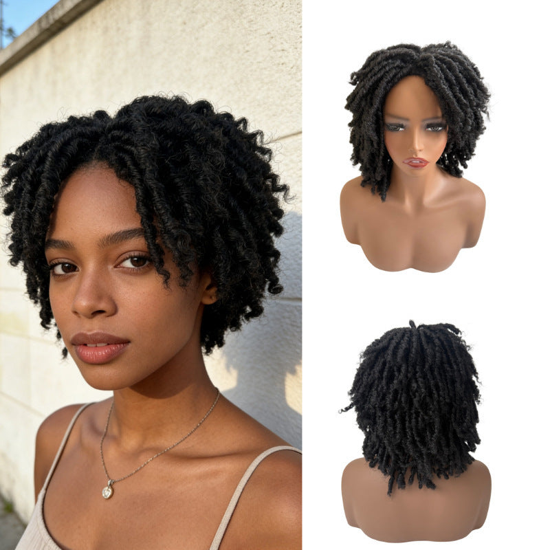Dreadlock courte boucle pleine perruque pour les femmes haute température en soie rose Mesh bouchon