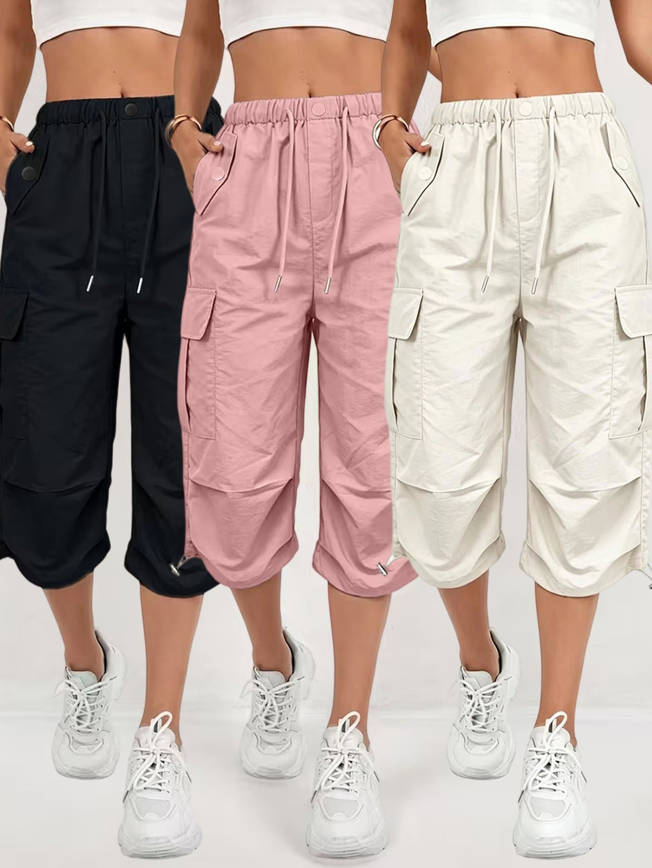 Loose Fitting Casual Drawstring Solid-color European and American Style Trendy Sportswear