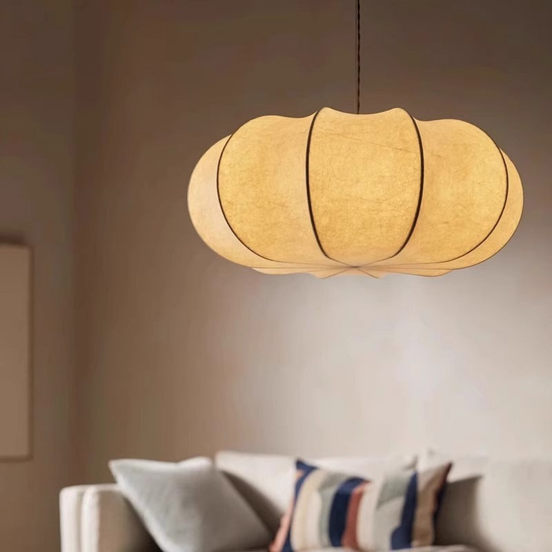 Lampe de pendentif en soie de citrouille décorative rétro créative