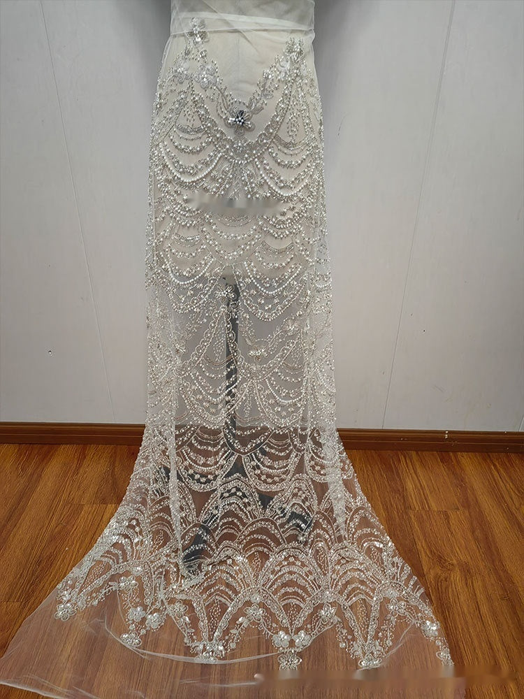 Robe de mariage en dentelle paille de style Wave