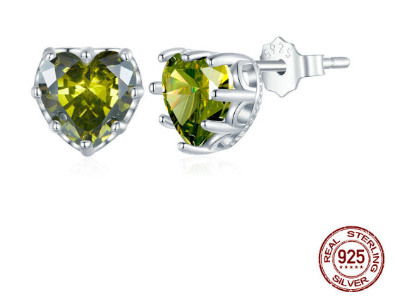S925 Argent Sterling Décembre Love Boucles d'oreilles en pierre de naissance