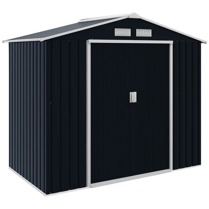 7'x4' Metal Outdoor Shed Organizer & Garden Storage avec 4 évents pour le flux d'air et 2 Easy Slide