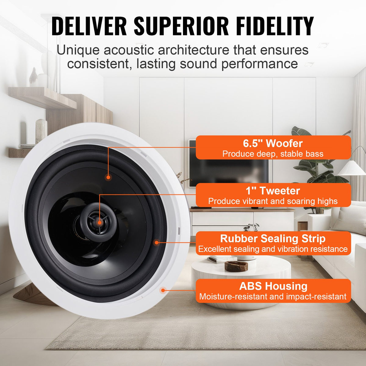 4 PC 6.5'' Bluetooth dans les haut-parleurs de plafond