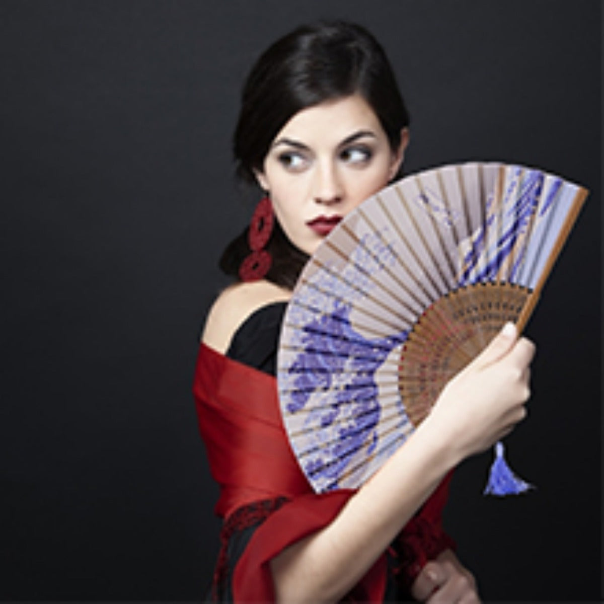 Japanese folding fan with a wave pattern
