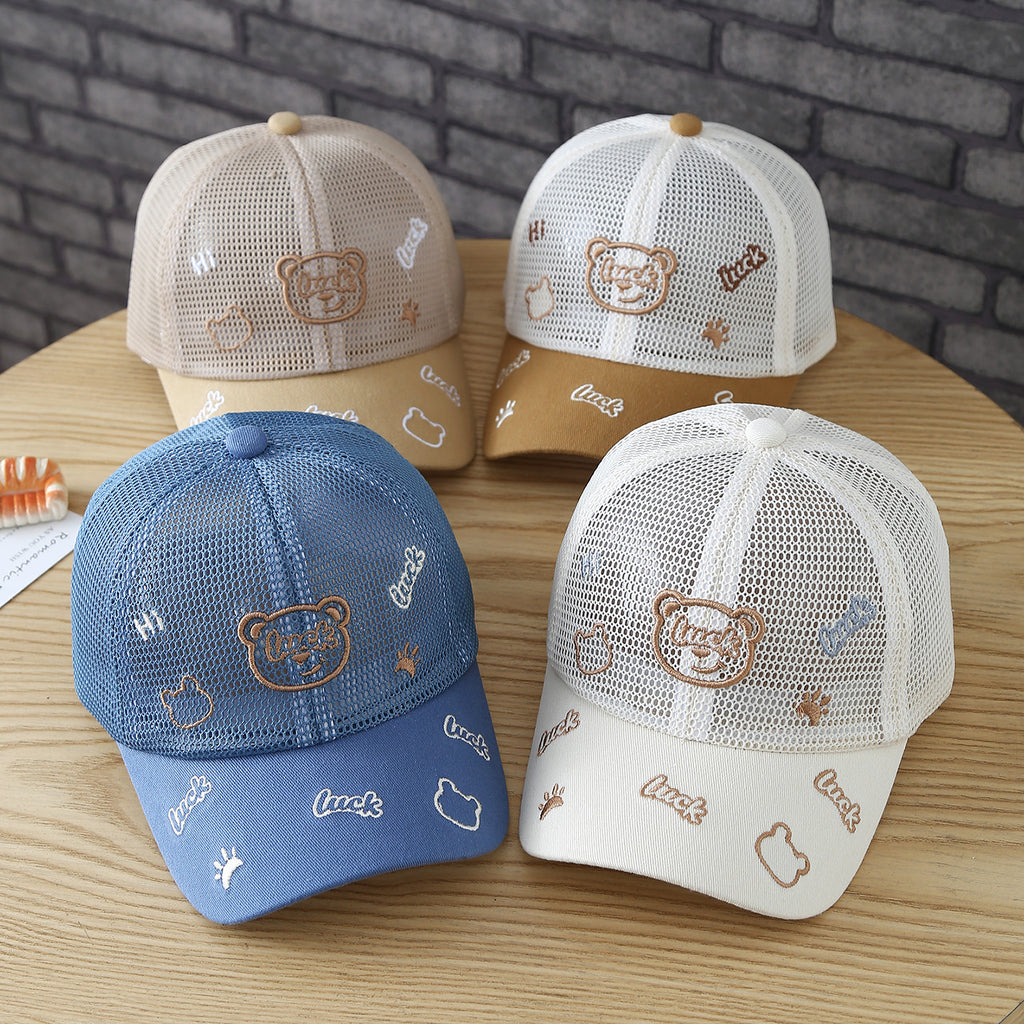 Ours de chance brodé pour enfants Respirant All-netted Brimless Outdoor Sunshade Baseball