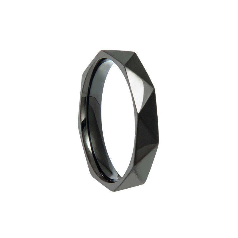 Acier au titane simple et élégant 4mm surface brossée bagues diamant-forme couple