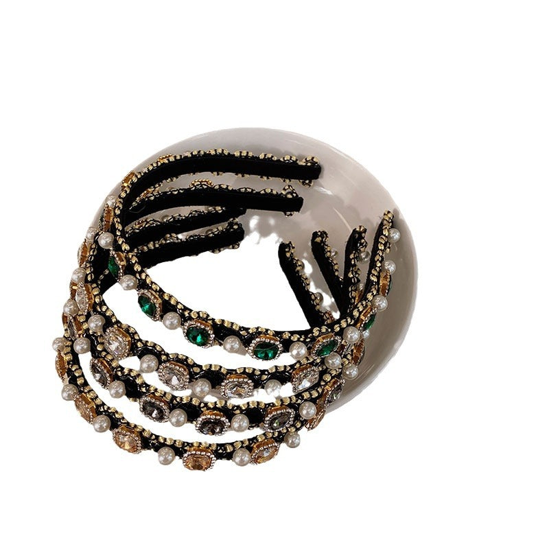 Baroque Full Diamond Pearl Bords minces Haute qualité Temperament Headband