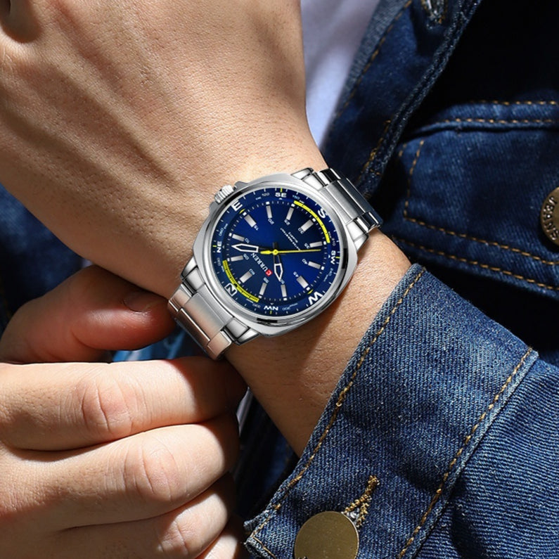 Bracelet en acier tendance Casual Business Hommes Montre Quartz