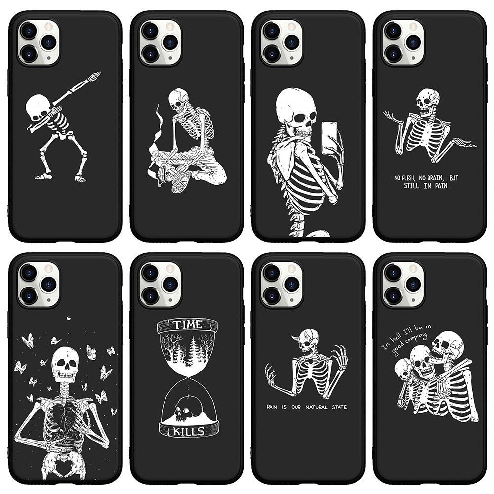 Horreur Pirate Halloween Phone Case Trendy Dark Style Crâne blanc
