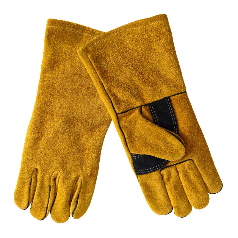 Outdoor Camping Gants BBQ Welding Non-slip résistant à l'usure Gants de protection en cuir Chaleur