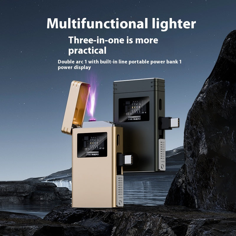 Power Bank Lighter Creative Personality USB Electronic Lighter Metal Double