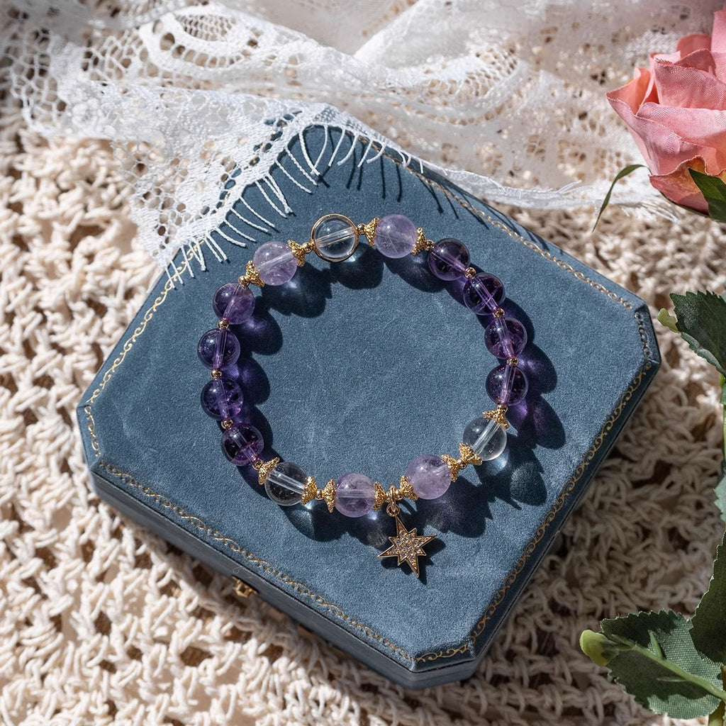 Natural Améthyst Student Office Worker Améthyst Bracelet en cristal Bracelet Femme Haute Sens