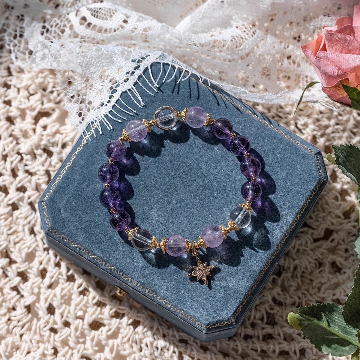 Natural Améthyst Student Office Worker Améthyst Bracelet en cristal Bracelet Femme Haute Sens