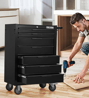 Tool Armoire Panier d'outils 24.2 pouces avec tiroirs et roues en métal Rolling Tool Box