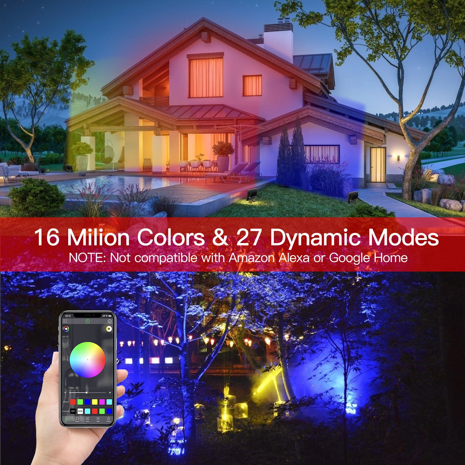 20W Rgb Bluetooth Dual Color Intelligent de la voix Timing Light Outdoor