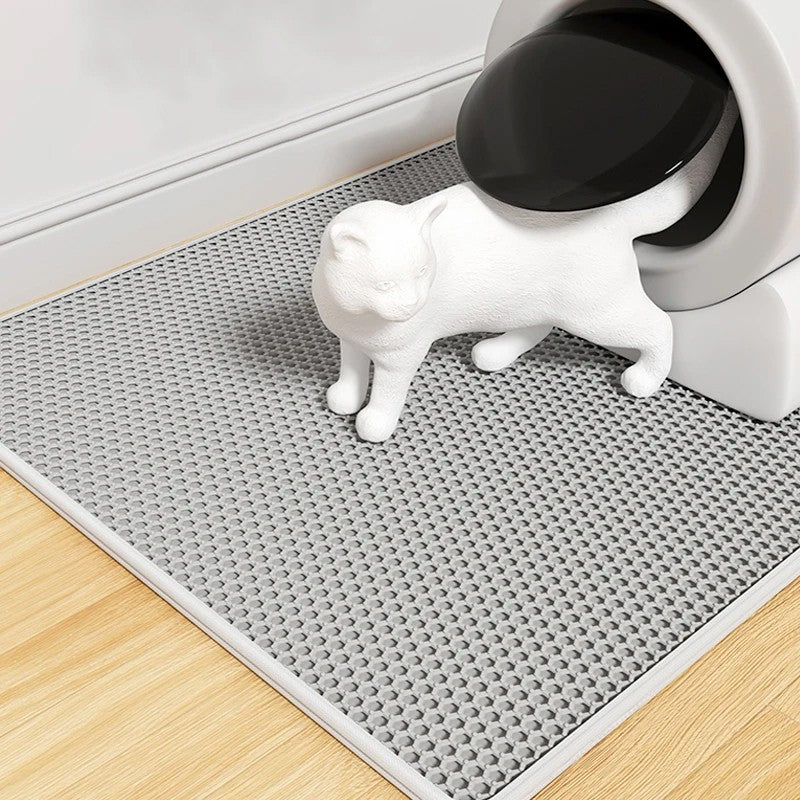 Grand tapis de litière double couche pour chat Non-dépliant pour chat Boîte à litière
