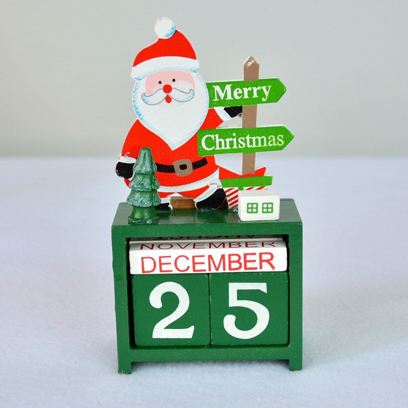Décorations de Noël Calendrier de bureau en bois Petits ornements Calendrier de bureau Jouet pour enfants