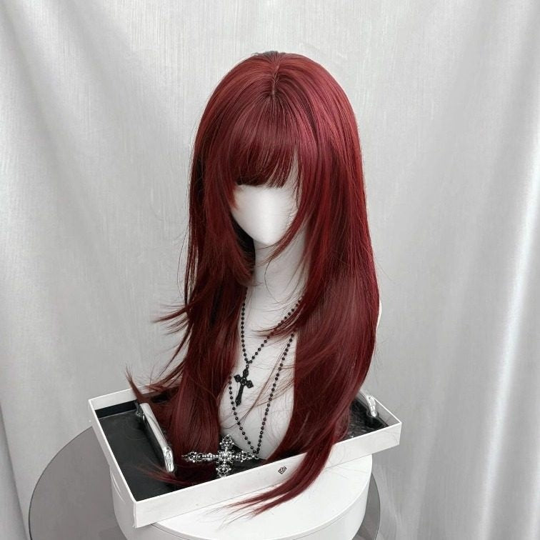 Wig rouge brillant et tendance quotidien tête pleine