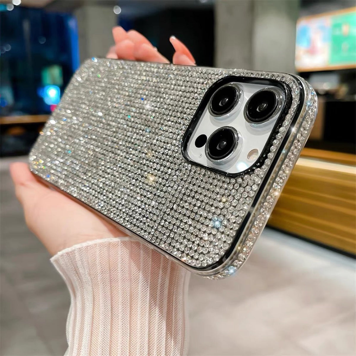 Gradient Edge Diamond Case Téléphone Starry Sky Strass