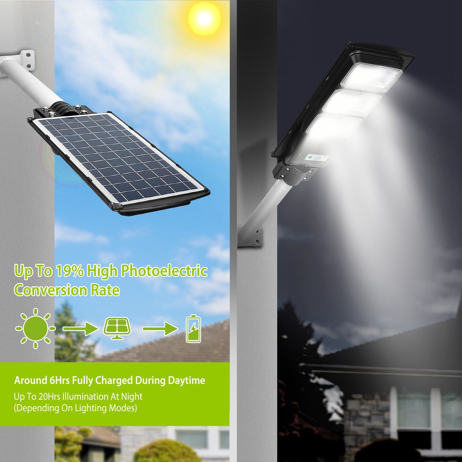 Solar Street Path Light Outdoor 180LEDs Capteur Télécommande Lampes sans fil IP65 Waterpro