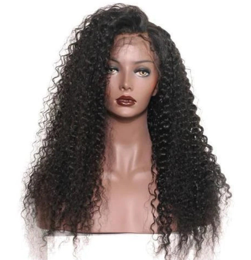 Tête africaine noir longs cheveux bouclés fibre chimique haute température soie perruque couverture