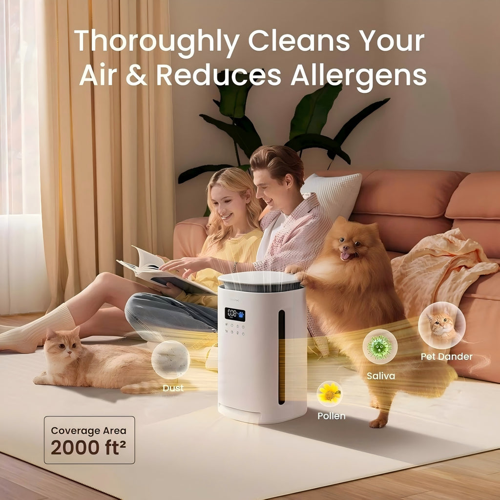 Purificateur d'air pour animaux de compagnie Provirtec pour la maison avec 4 pré-filtres lavables H13 HEPA pour les animaux de compagnie 2 Y