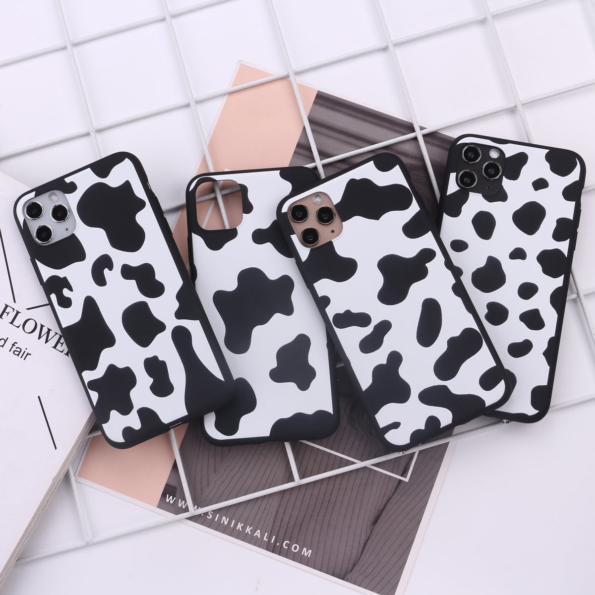 Black bordure vache taches téléphone mobile soft coquillage peinture