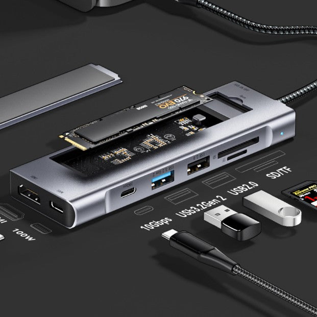 6in1 Typec Station d'accueil Usb Hub Interface d'expansion 8in1 Boîte de disque dur