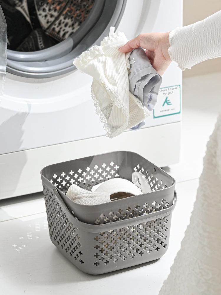 Panier de rangement de bain-gray-sans poignée-21 * 21 * 16cm-1 pièce