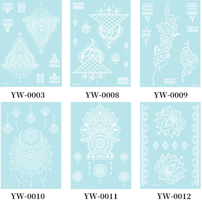 Stickers Tattoo Glow In The Dark Henna Intricate Dentelle Hand & Arm Designs pour Halloween Chr