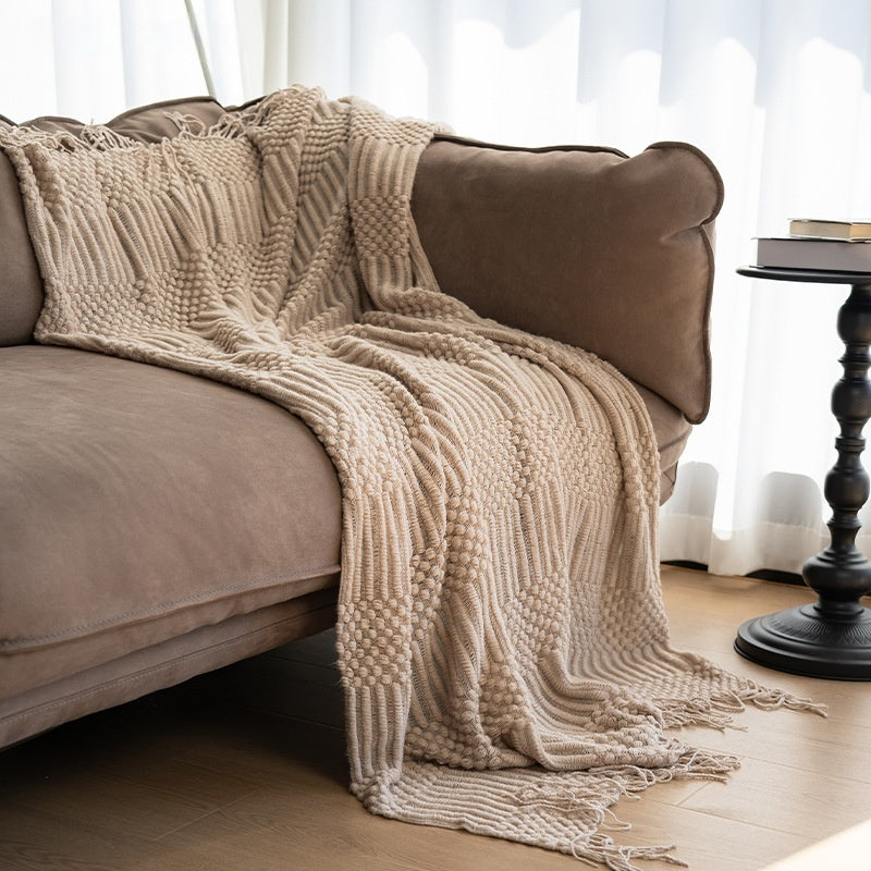 Couverture Kaki Knitted Blanket Air conditionné Couverture Casual Salle de modèle Couverture Canapé