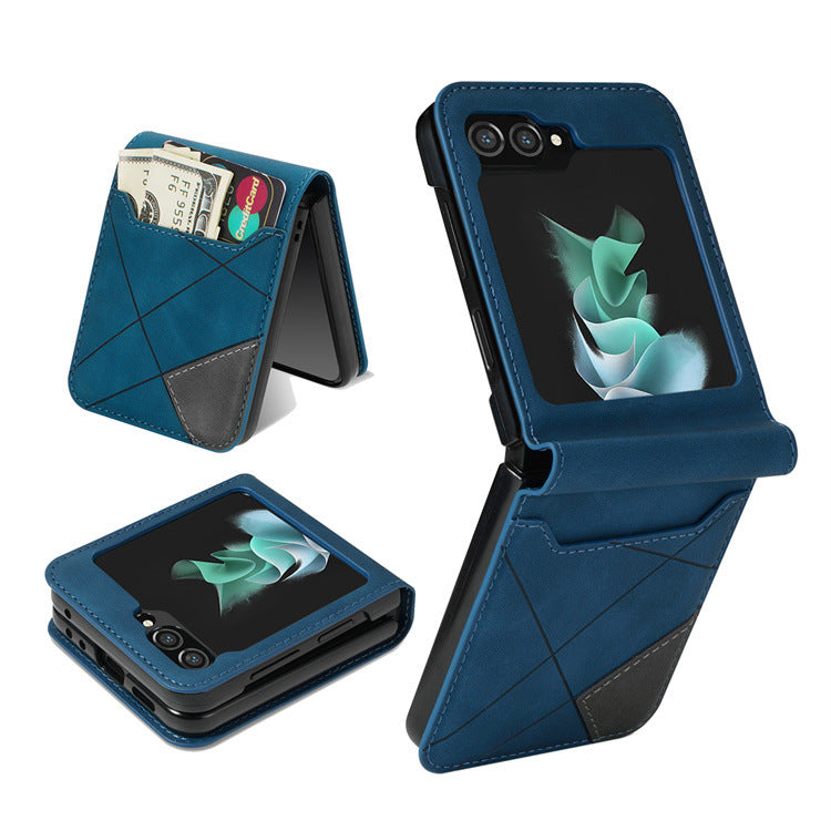 Dossier de téléphone pliant Patchwork Retro Pattern Multi-card Flip
