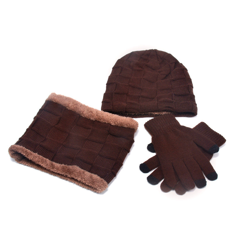 Gants d'écharpe de chapeau Trois-pièces costume Plus Velvet tricoté en extérieur chaud
