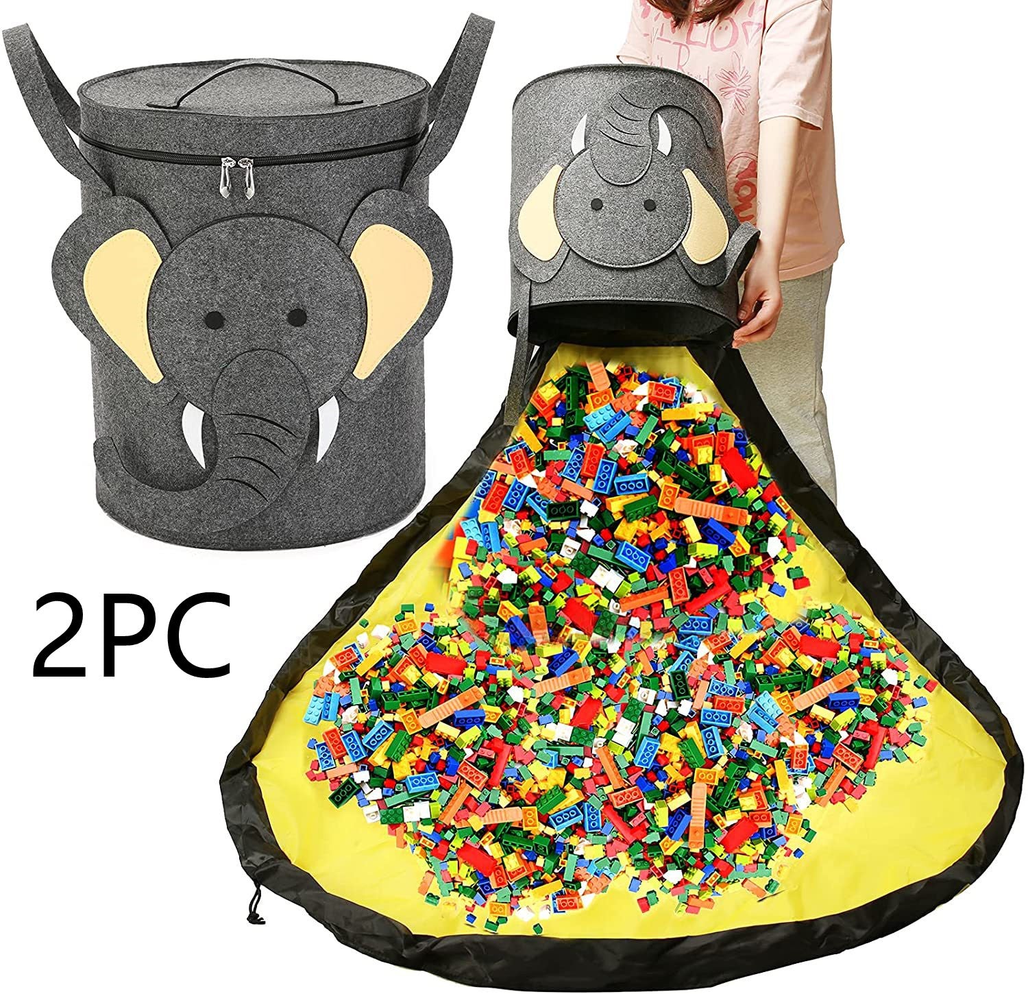 Sac de rangement feutre Toy Play Mat 2 en 1 Pull Rope