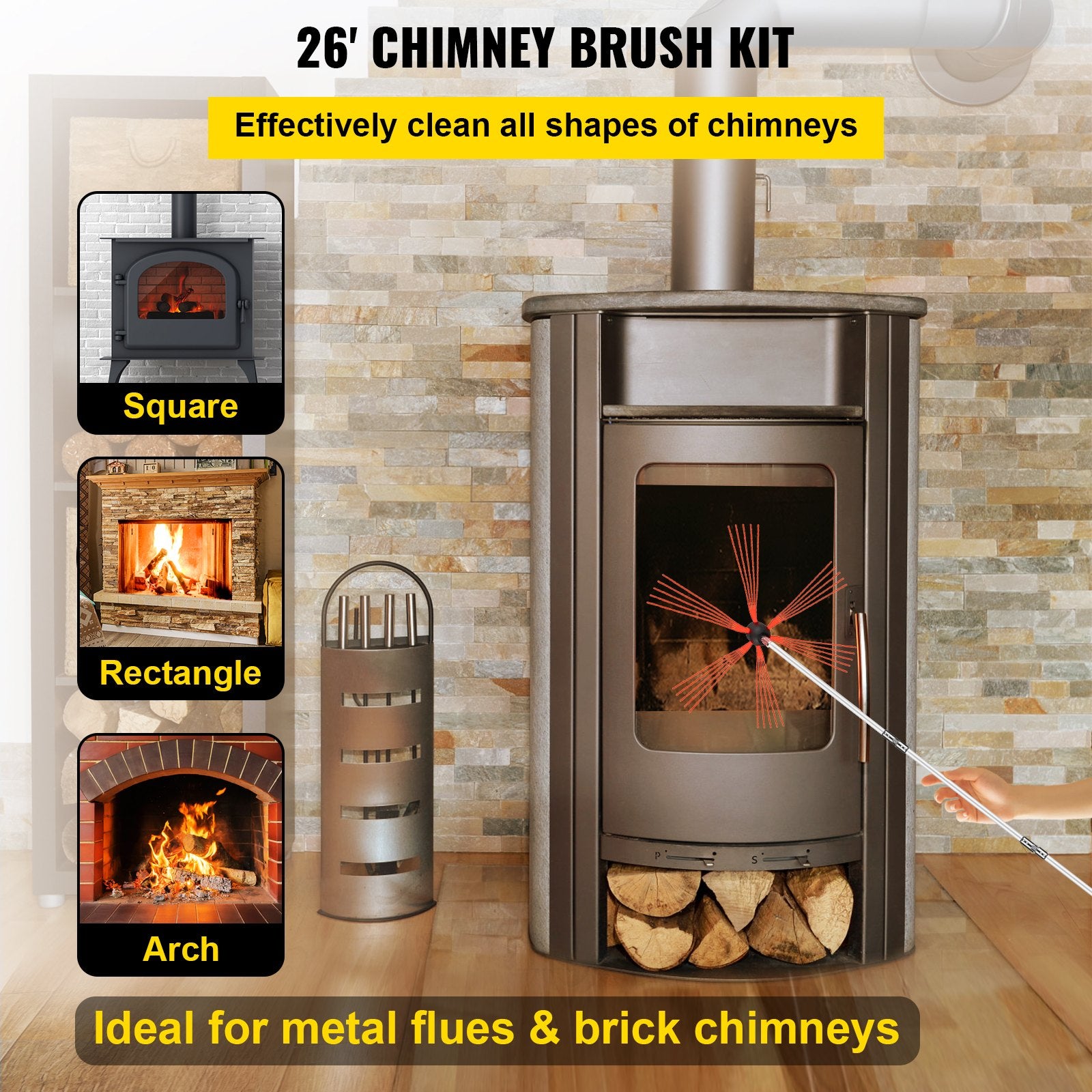 VEVOR Chimney Sweep Kit 26FT Longueur