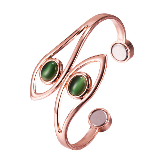 Bracelet magnétique opale en cuivre pur pour femmes