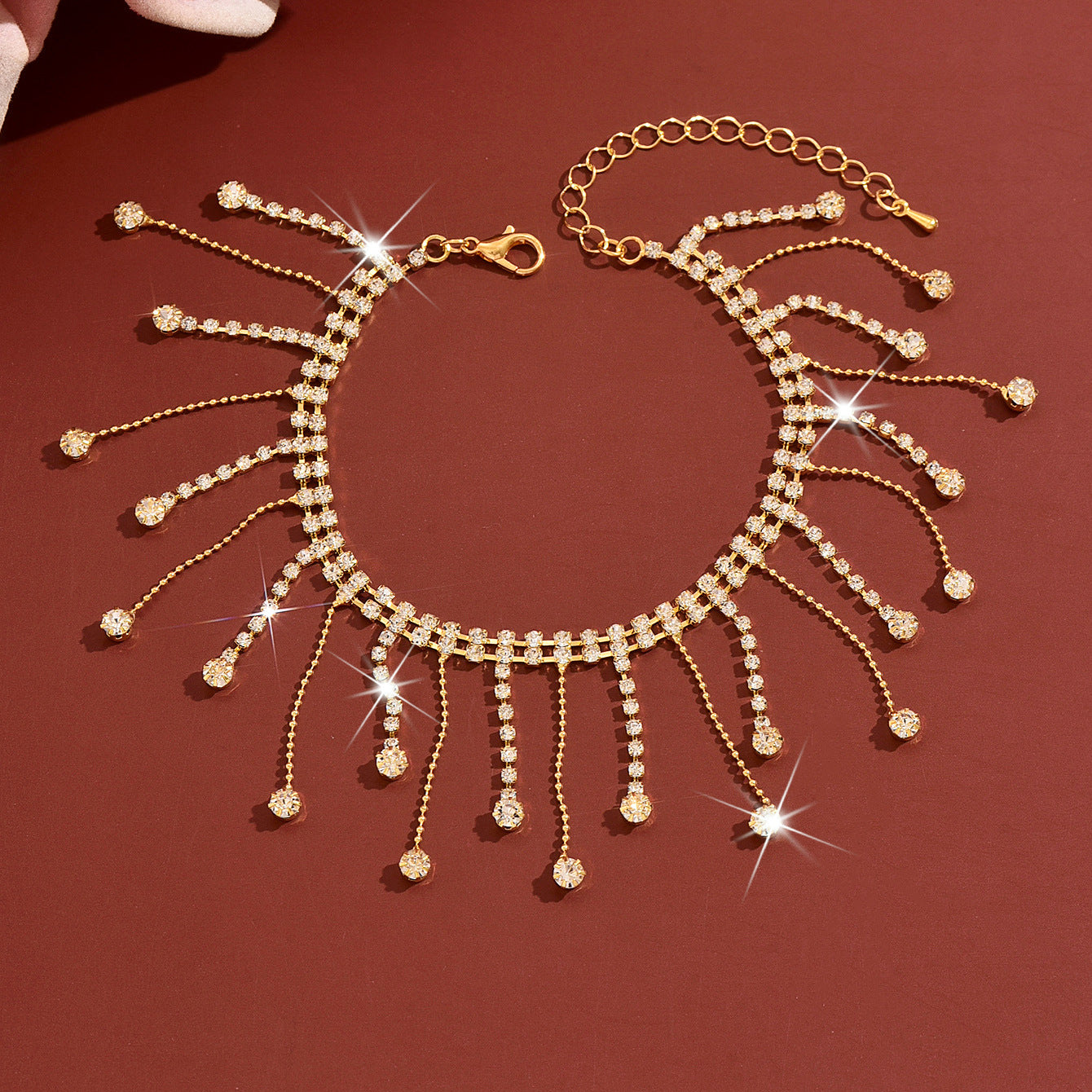 En-Stock Bohème style Strass Tassel Anklet