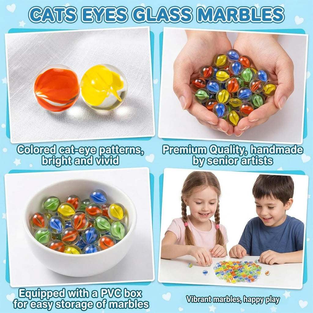 Marbre de verre - Bulk Cat Eye Mix 4 Couleurs Medium Sized Marbre épais Cadeau décoratif Retro
