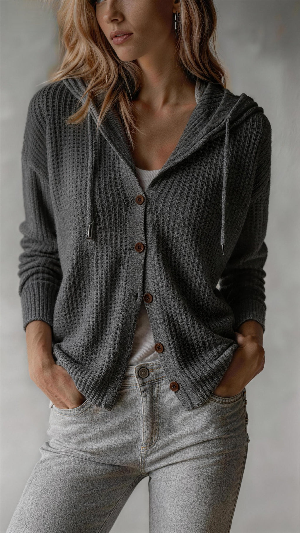 Manteau de cardigan à capuchon pour femmes