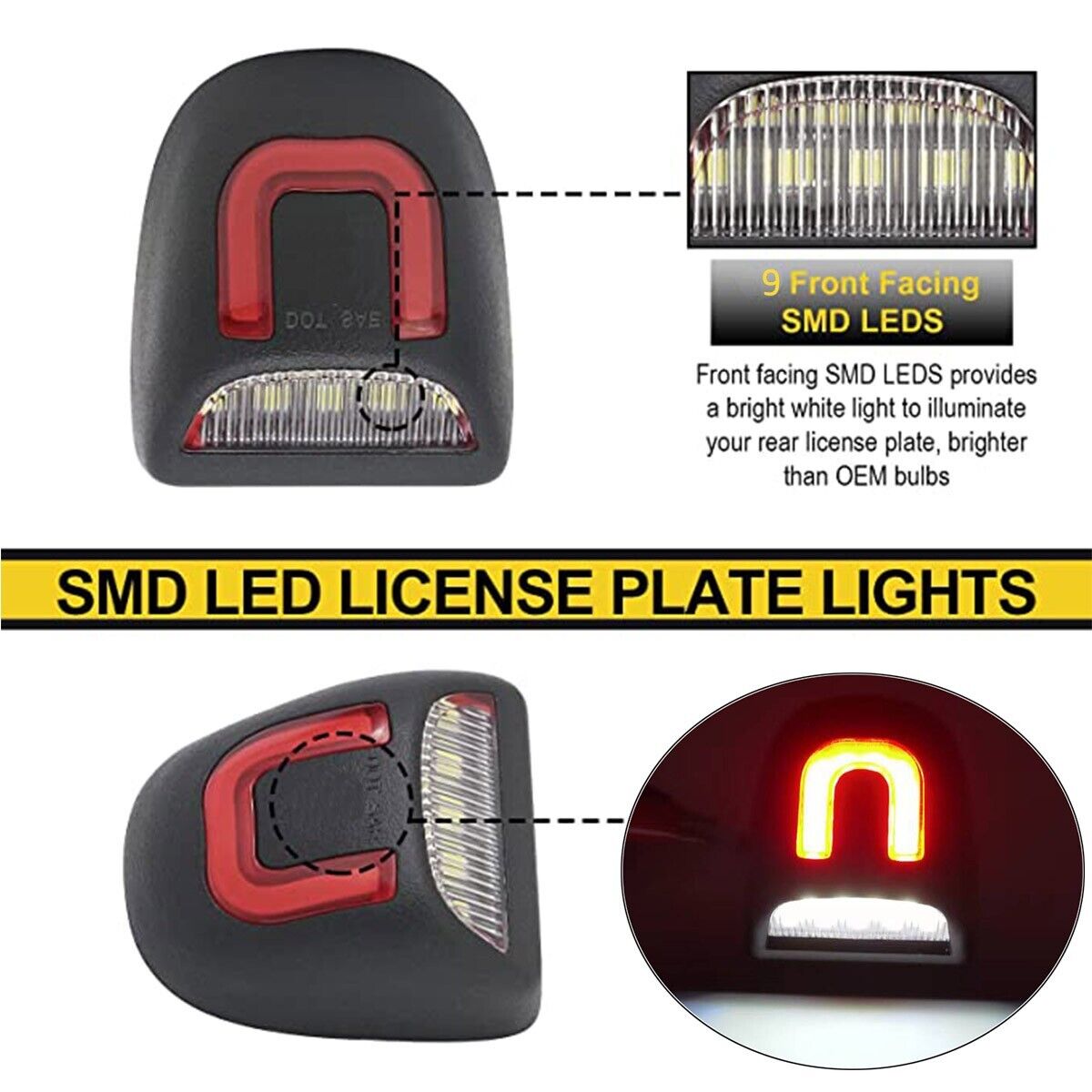2X LED plaque de licence lumière rouge DRL lampe de tube pour Silverado GMC Sierra 1500 2500