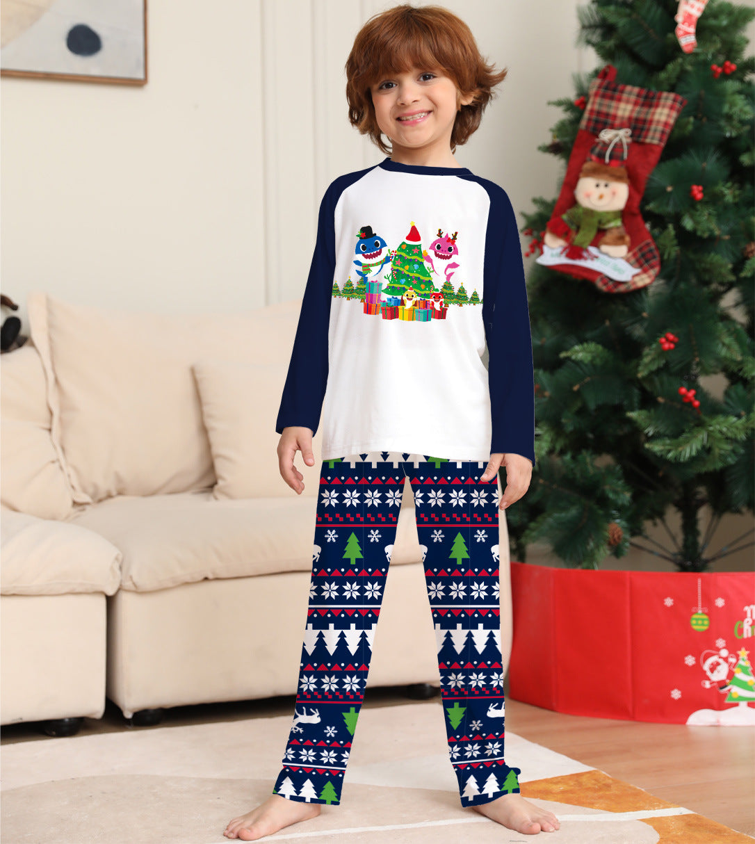 Jeu de pyjama de Noël en famille à manches longues pour couples