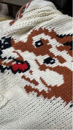 Hommes Fox Jacquard Sweater Cardigan