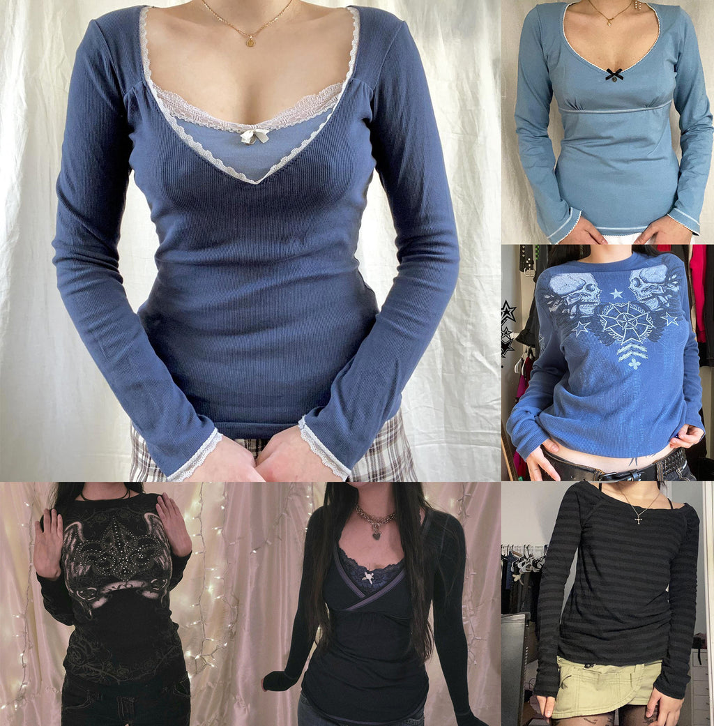 Casual Chic imprimé manches longues Top européen et style américain