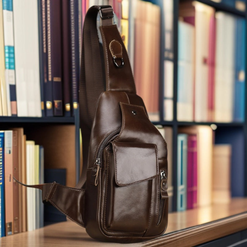Véritable cuir homme Multifonctionnel Vieux sac de corps
