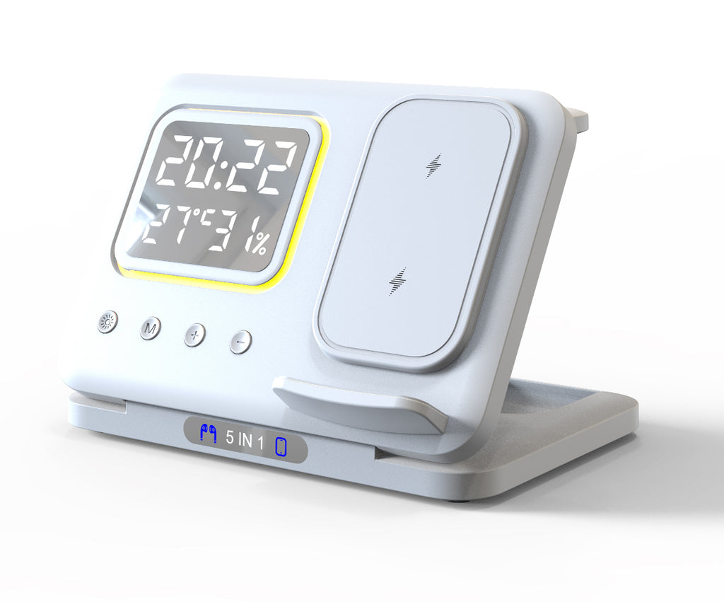 15W sans fil chargeurs Stand 5 In1 LED réveil numérique rapide charge station