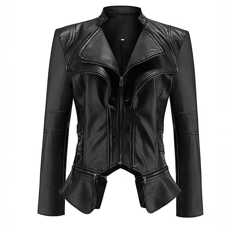 Veste de patchwork en cuir PU